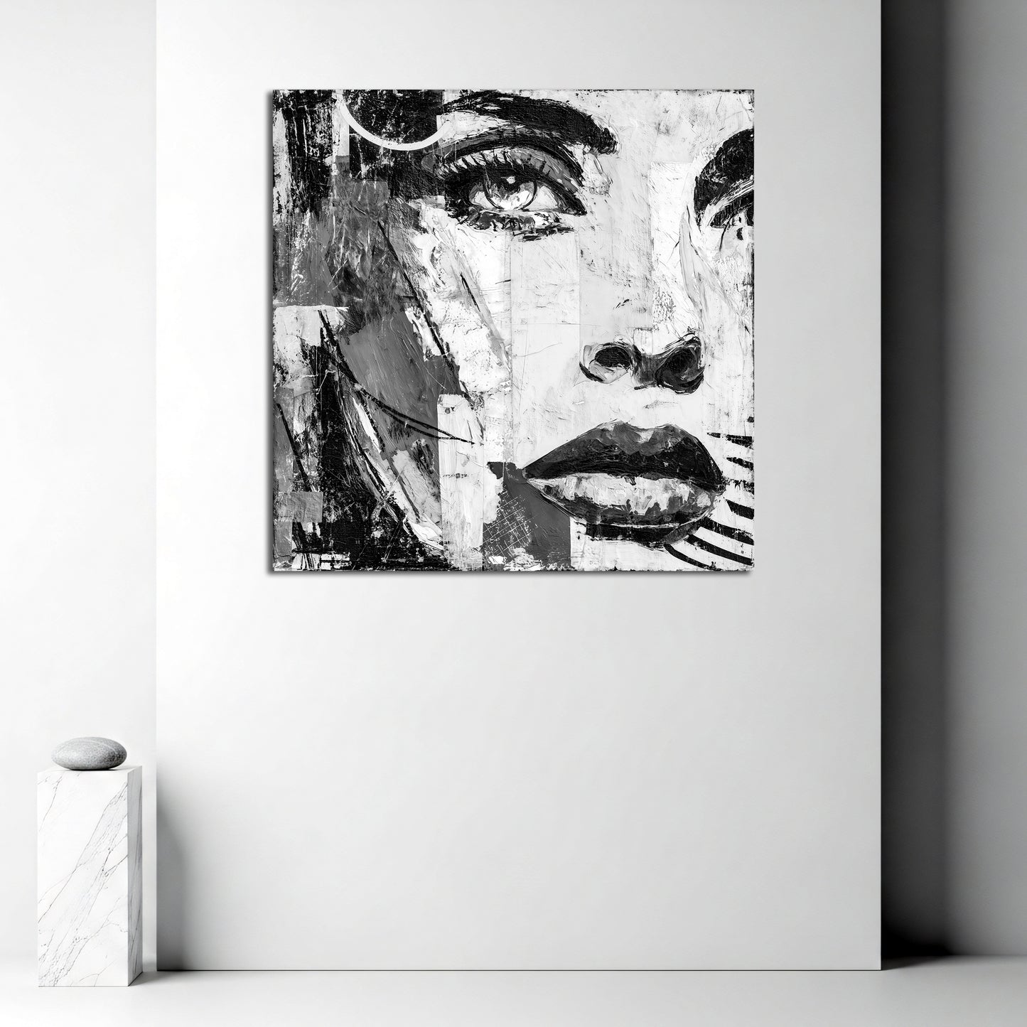 Ritratto donna arte astratta moderna bianco nero quadro