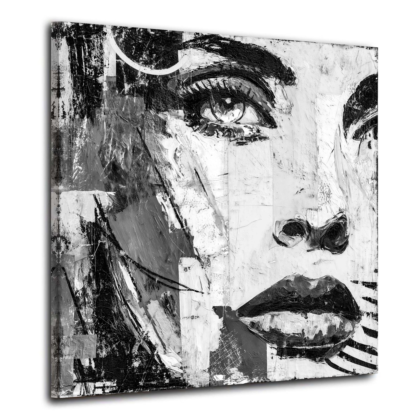 Ritratto donna arte astratta moderna bianco nero quadro