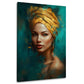 Ritratto donna bellissima turbante oro turchese elegante moderno quadro