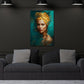 Ritratto donna bellissima turbante oro turchese elegante moderno quadro