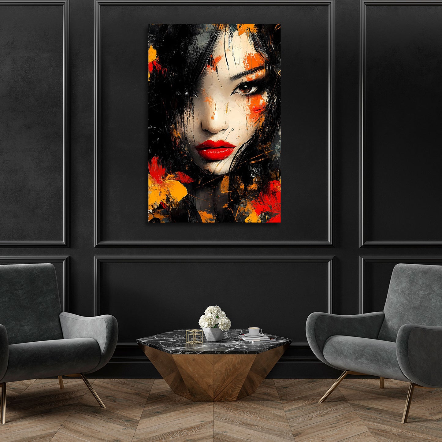 Ritratto femminile asiatico sguardo profondo quadro