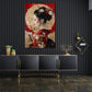 Ritratto geisha kimono rosso con fiori e cerchio oro quadro