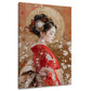 Ritratto geisha kimono rosso con fiori elegante e fine quadro