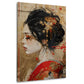 Ritratto geisha kimono rosso elegante con sfondo orientale quadro