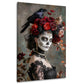 Ritratto la catrina con corvo e corona di rose rosse quadro