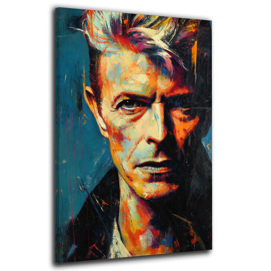 Ritratto pop art di Bowie espressivo e colorato quadro