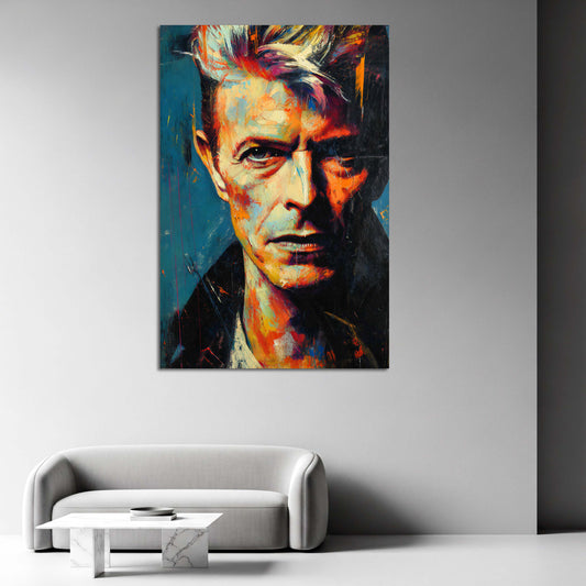 Ritratto pop art di Bowie espressivo e colorato quadro