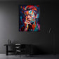 Ritratto pop art geometrico di Bowie colorato quadro