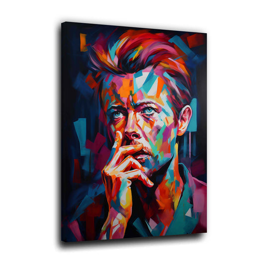 Ritratto pop art geometrico di Bowie colorato quadro