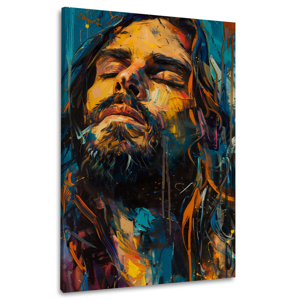Rocker con capelli lunghi e barba in ritratto espressivo quadro