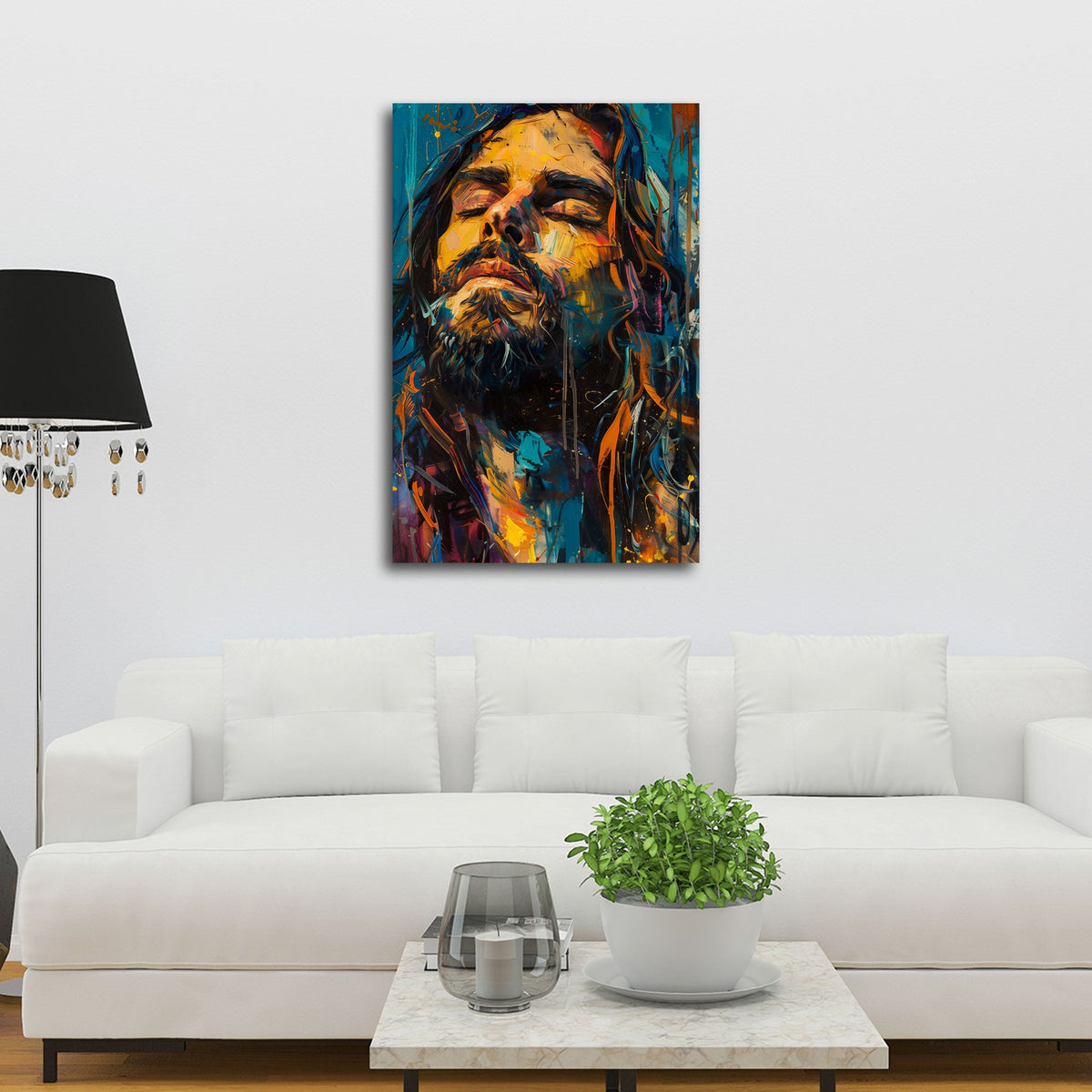 Rocker con capelli lunghi e barba in ritratto espressivo quadro