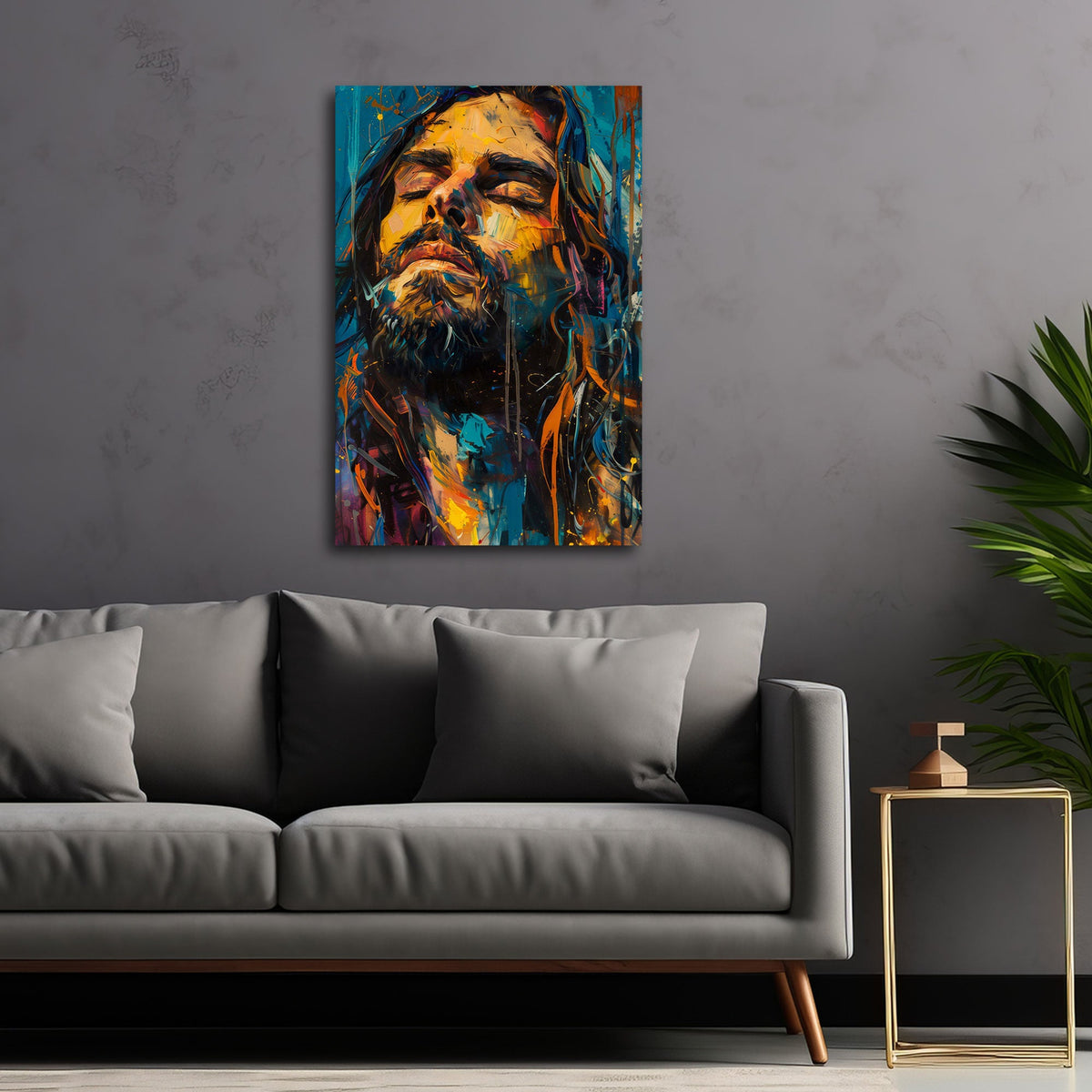 Rocker con capelli lunghi e barba in ritratto espressivo quadro