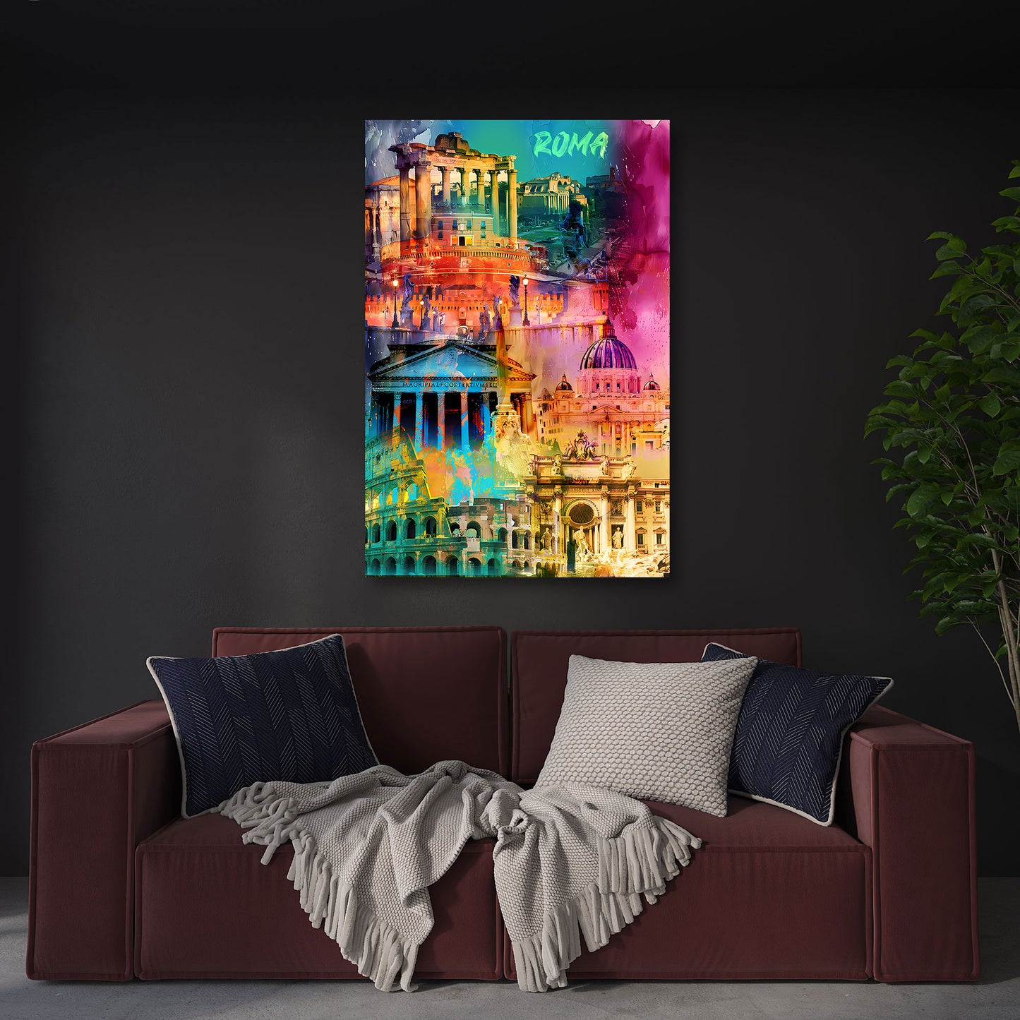 Roma Pop Art colosseo pantheon san pietro architettura quadro