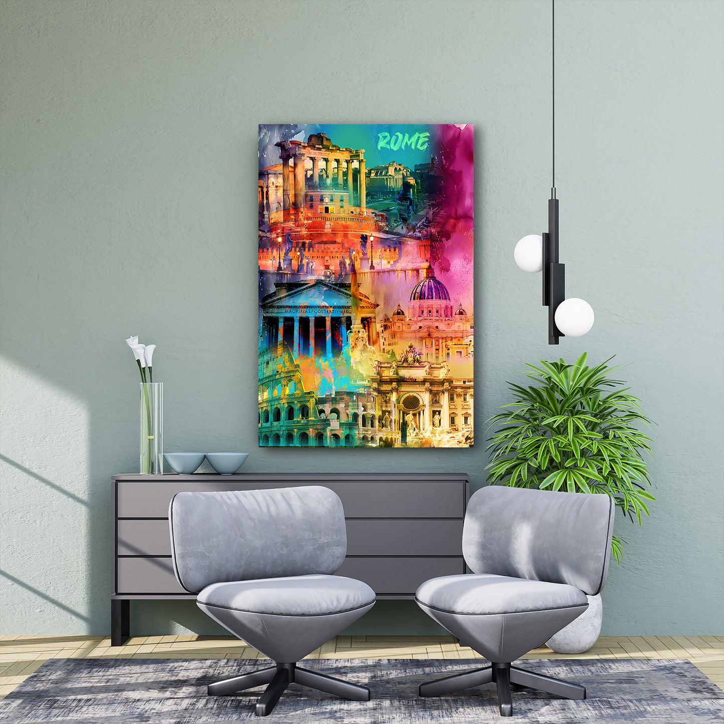 Roma Pop Art monumenti storici colosseo san pietro quadro