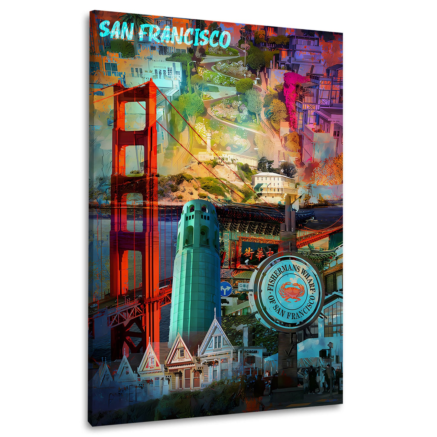 San Francisco Pop Art ponte Golden Gate colorato quadro