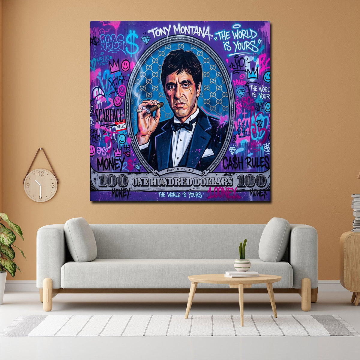 Quadro Scarface The World is Yours Pop Art in soggiorno
