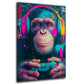 Scimpanzé con cuffie e gamepad in colori neon vivaci quadro