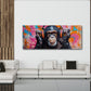 Scimpanzé con cuffie arancioni in stile graffiti panorama quadro