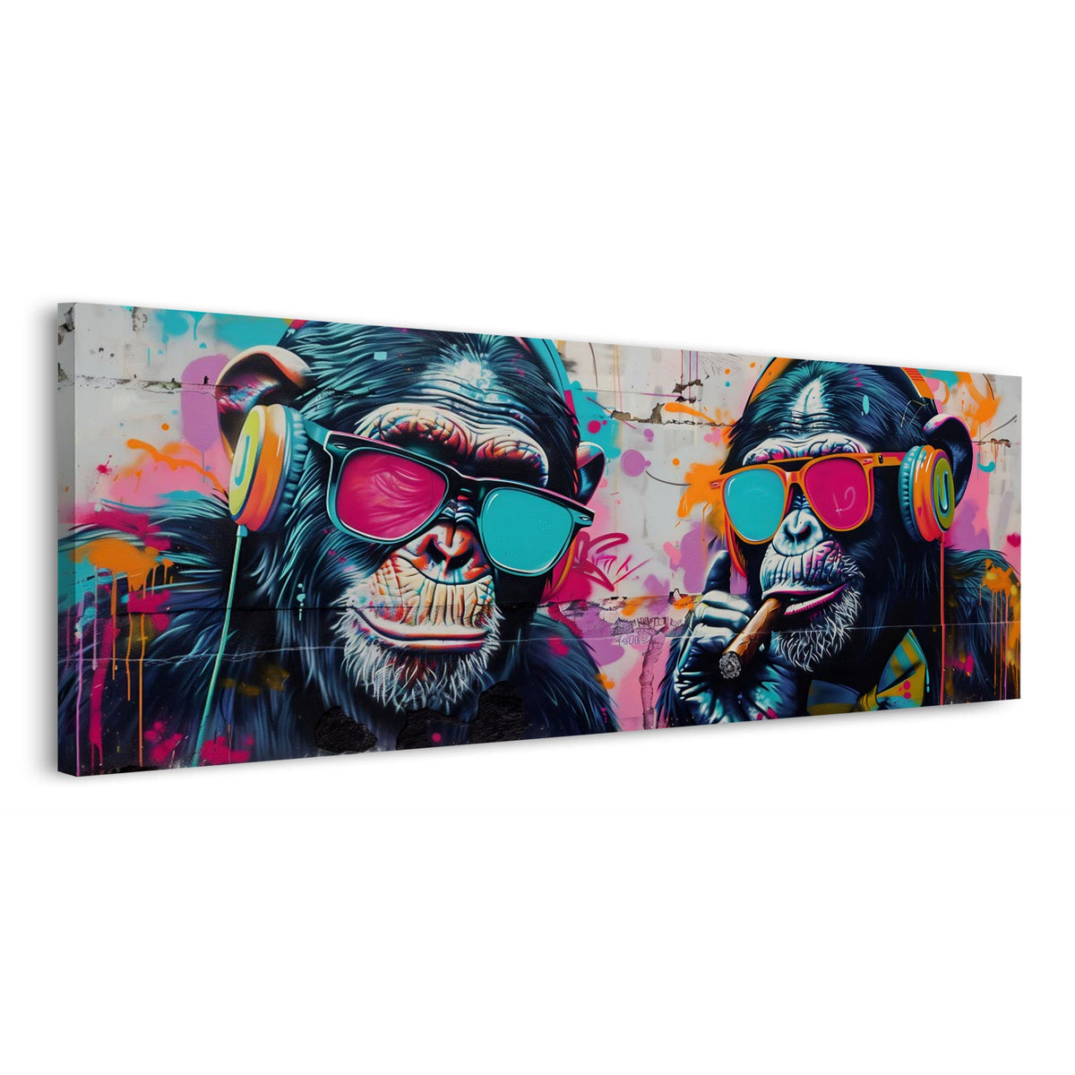 Scimpanzé con occhiali da sole colorati panorama quadro