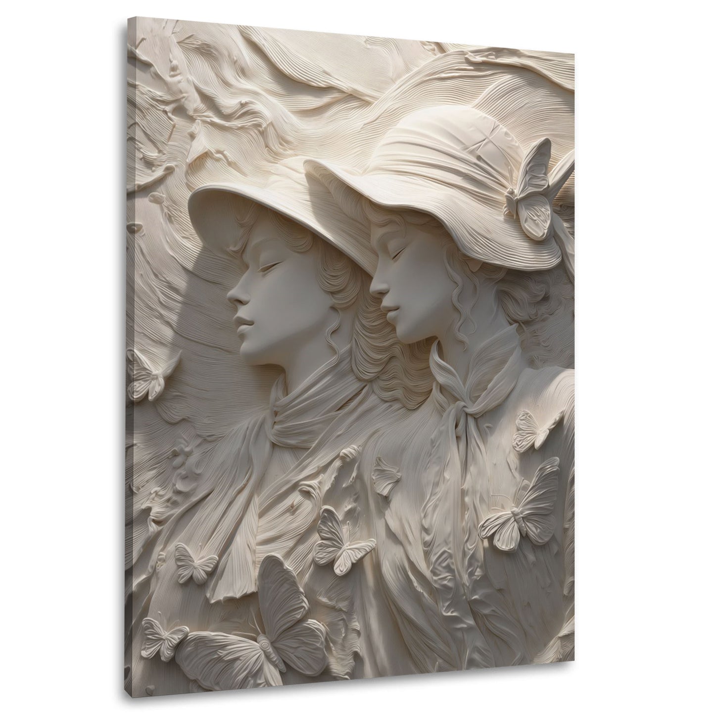 Scultura donne farfalle rilievo elegante arte quadro