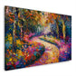 Sentiero nel bosco colorato in stile impressionista quadro
