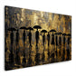 Silhouette con ombrelli su sfondo dorato in stile astratto quadro