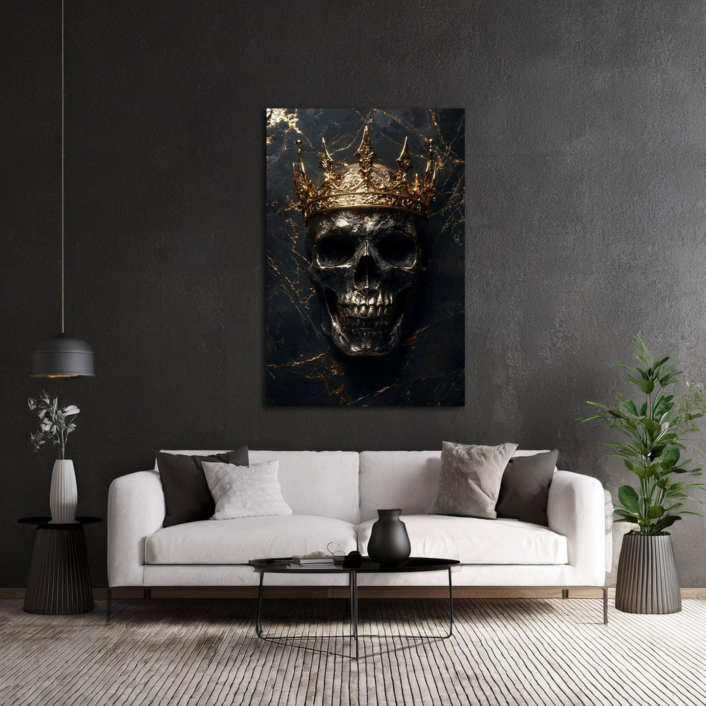Skull king scuro espressivo con colori brillanti quadro