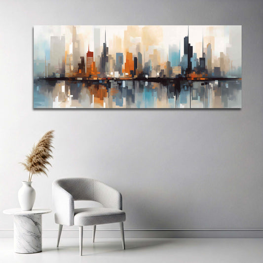 Skyline astratta città colori moderni riflesso quadro