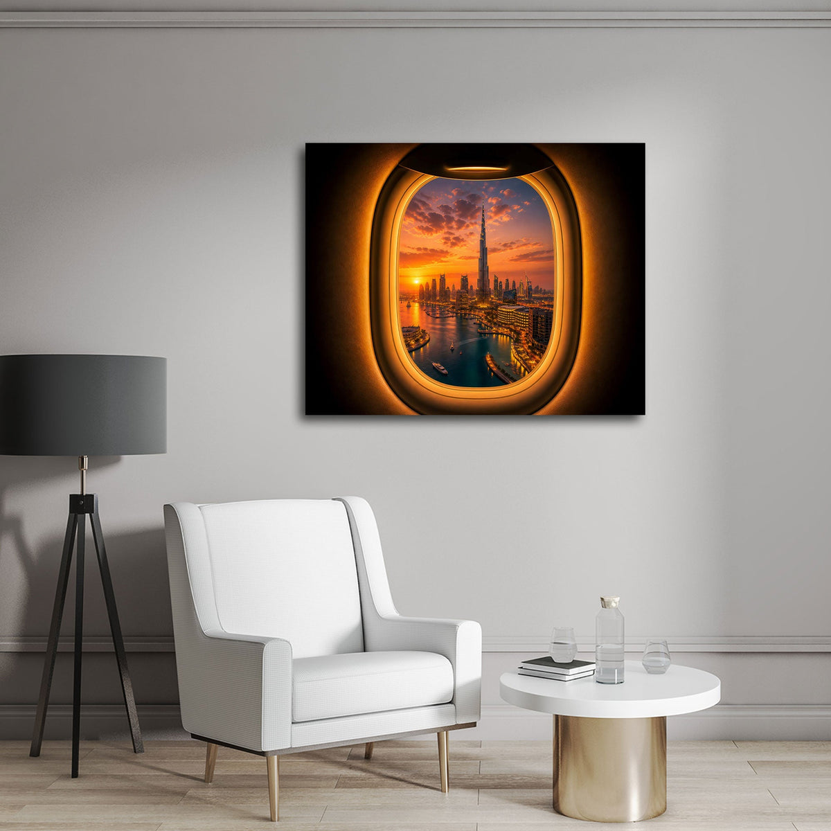 Quadro skyline Dubai in soggiorno