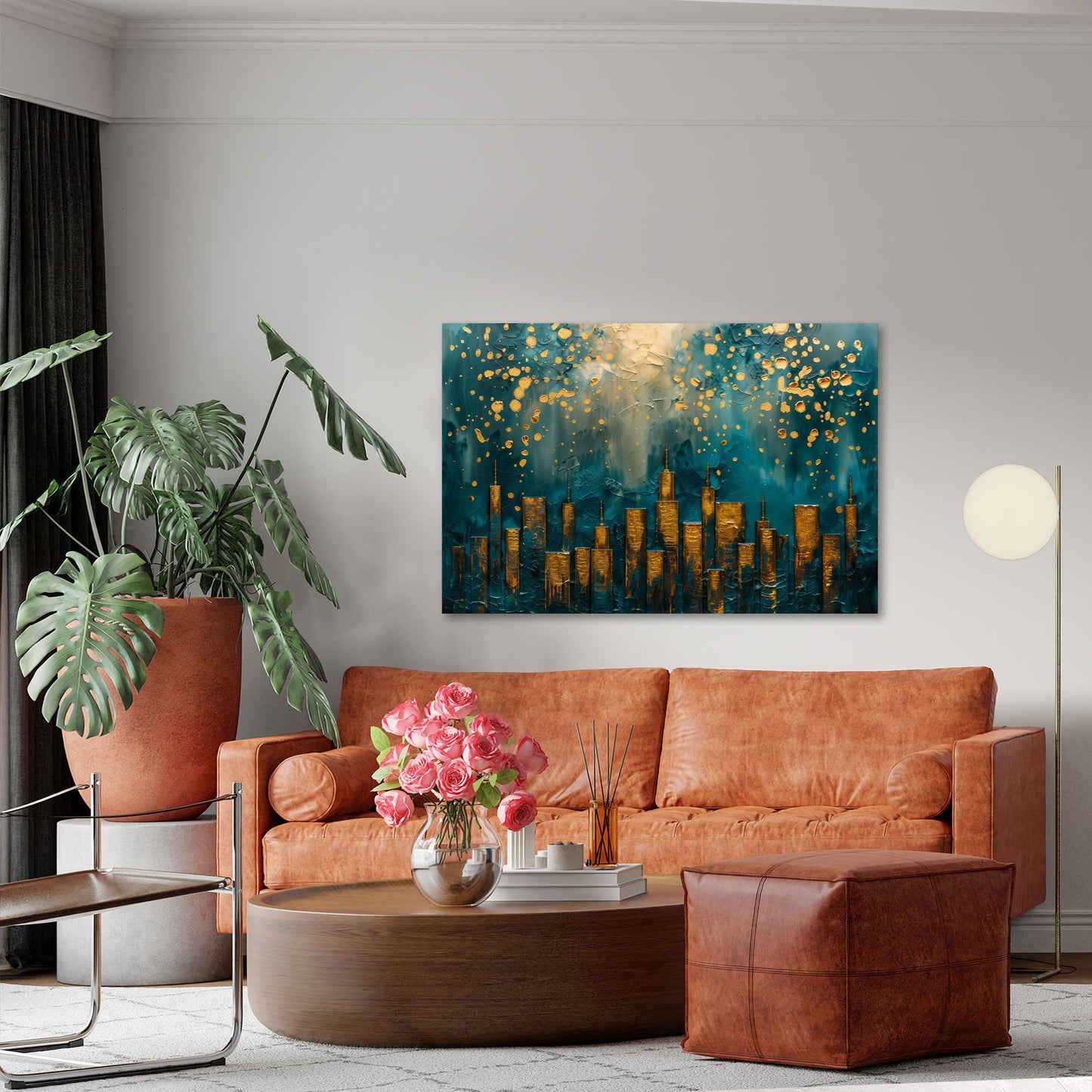 Skyline oro astratta moderna di elegante fattura quadro