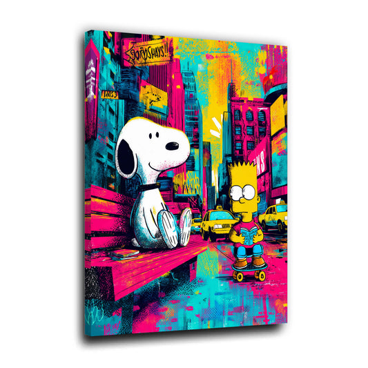 Beagle Comic e Bart nella New York pop art graffiti quadro