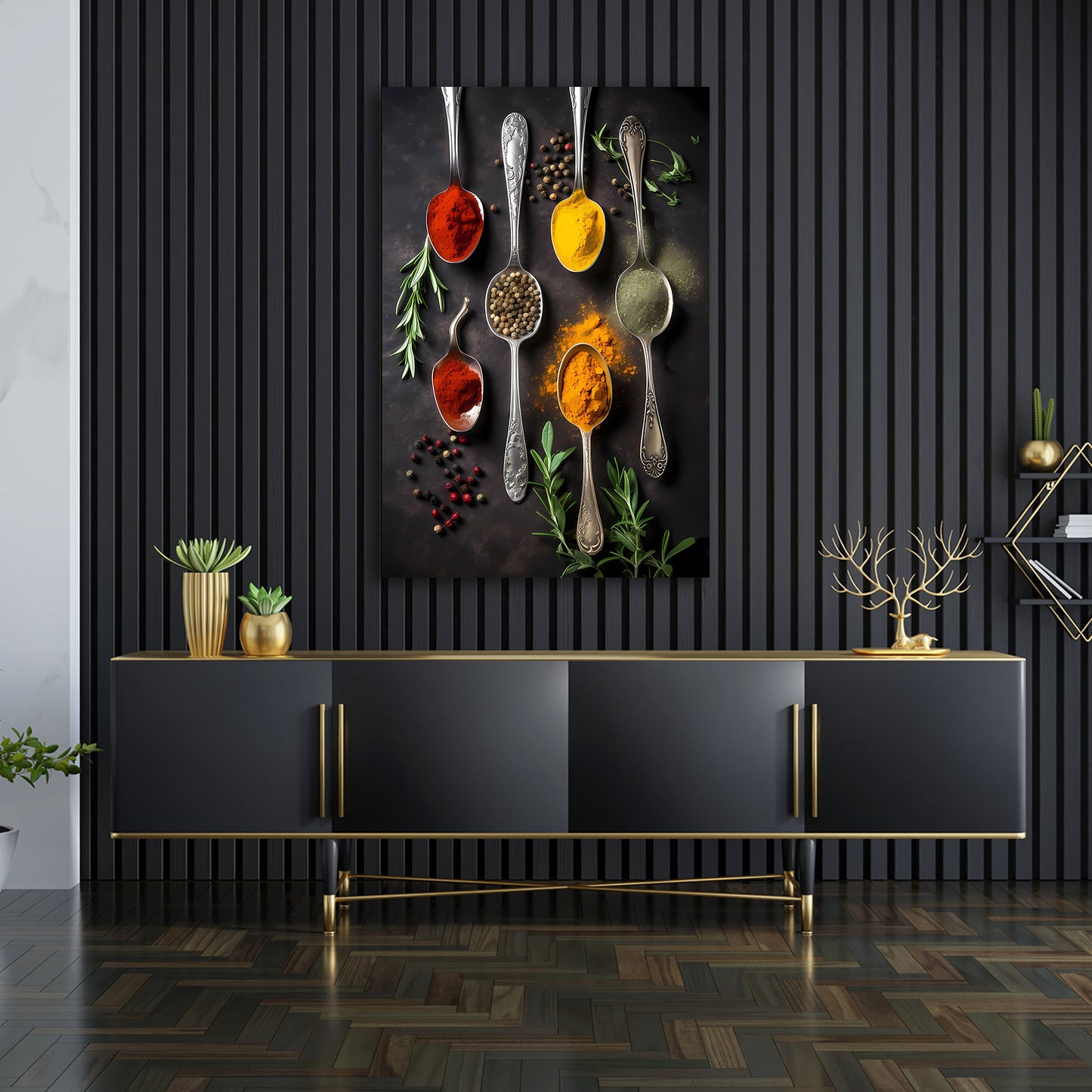 Spezie colorate cucina erbe aromatiche quadro