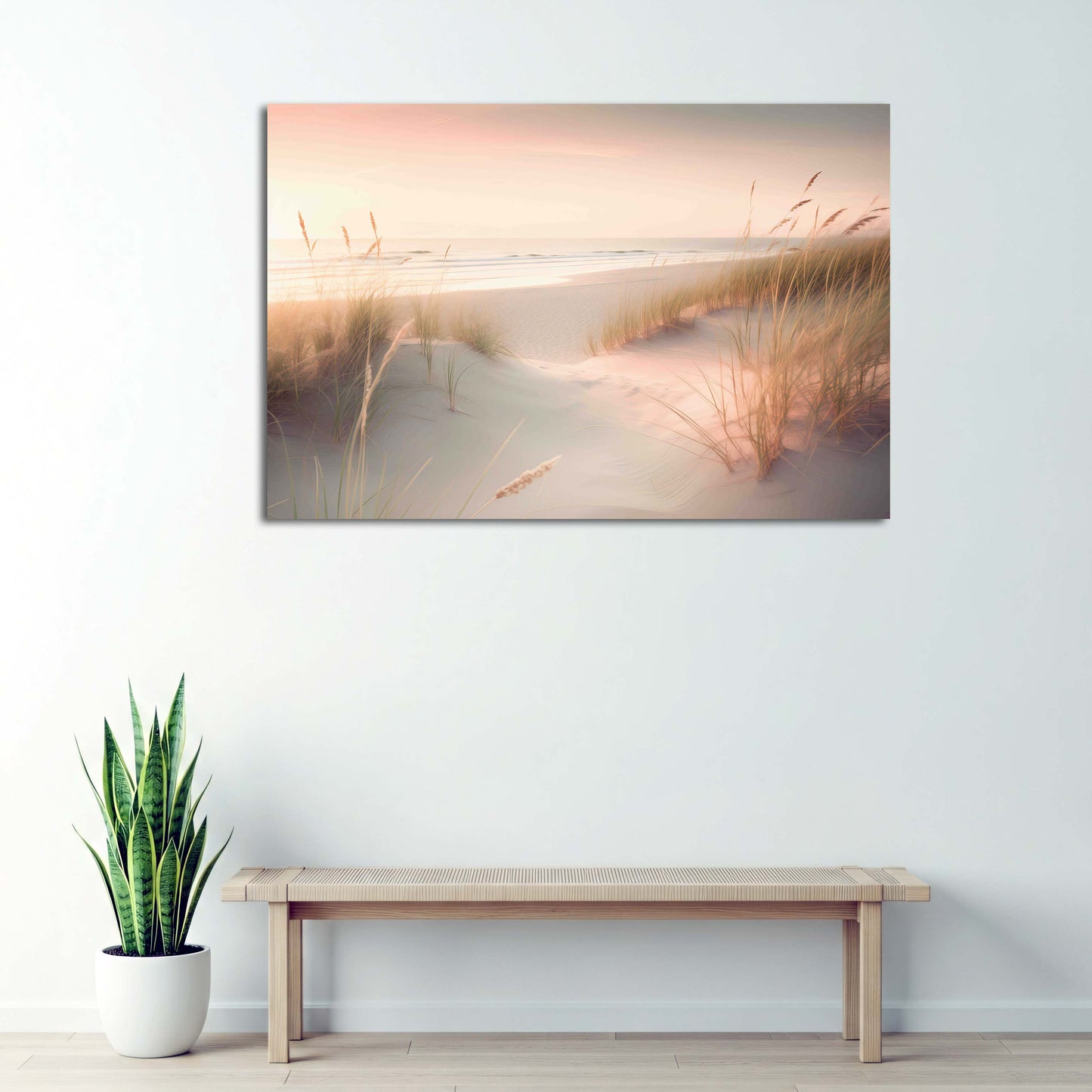 Spiaggia dune mare tramonto colori pastello quadro