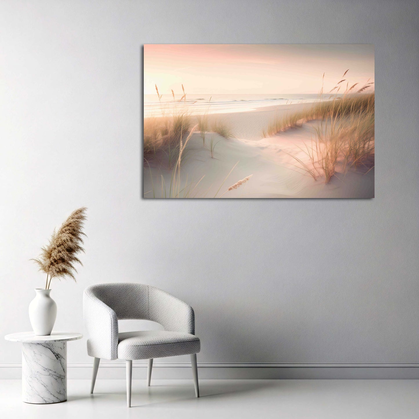 Spiaggia dune mare tramonto colori pastello quadro