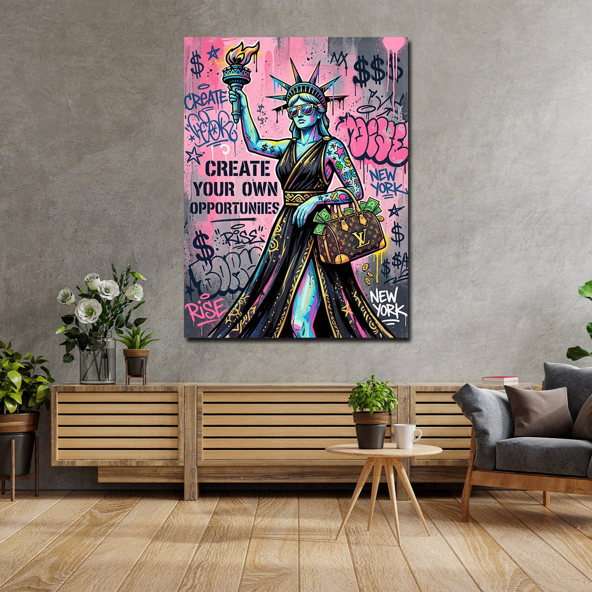 Quadro New York USA con Statua della Libertà appeso in ufficio