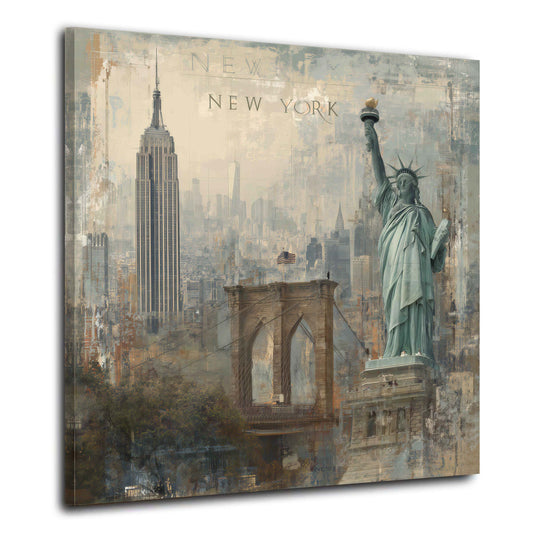 Statua della Libertà skyline di New York Ponte di Brooklyn quadro
