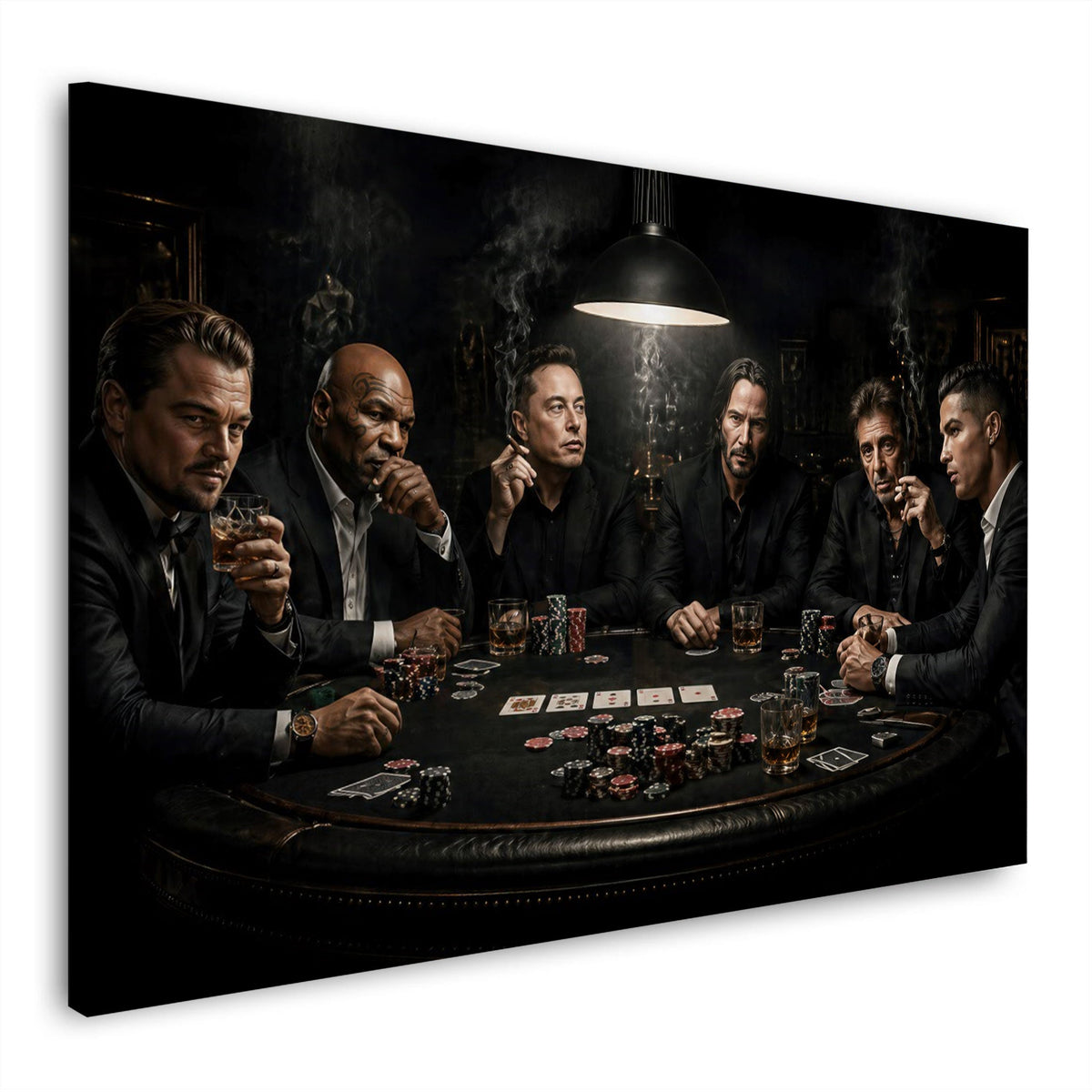 Stelle e leggende al tavolo da poker in atmosfera scura quadro