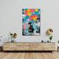 Street Art bambina palloncini cuori colorati amore quadro