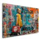 Street Art color the world scritta ragazza con valigia pace quadro