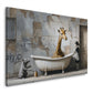 Street Art giraffa vasca da bagno ragazza ratto arte urbana quadro