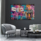 Street Art graffiti zebra scritta love stendibiancheria cuore quadro