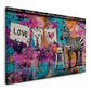 Street Art graffiti zebra scritta love stendibiancheria cuore quadro