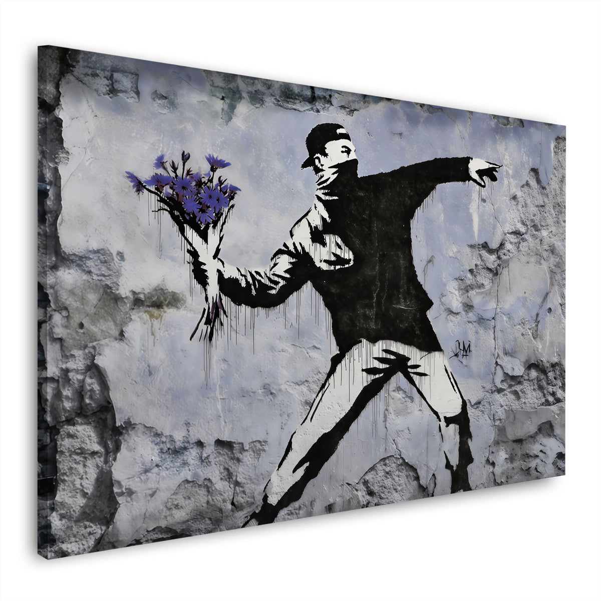 Street Art lanciatore di fiori protesta quadro