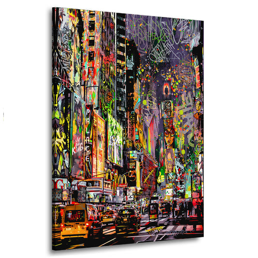 Street art pop art skyline notturna USA quadro