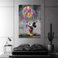 Street art topolino palloncini colorati muro grigio quadro