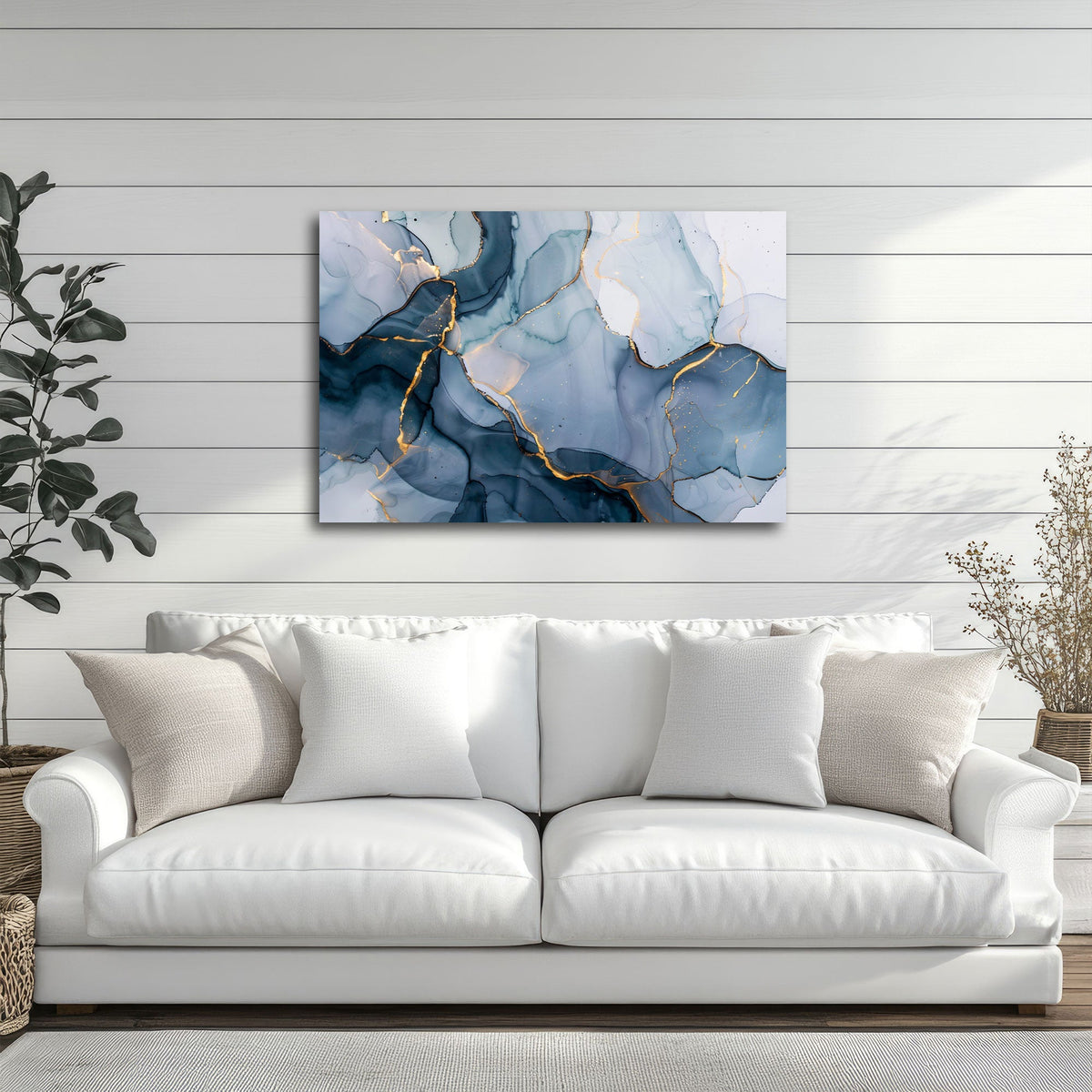 Struttura marmorea astratta in blu e oro decorativo quadro