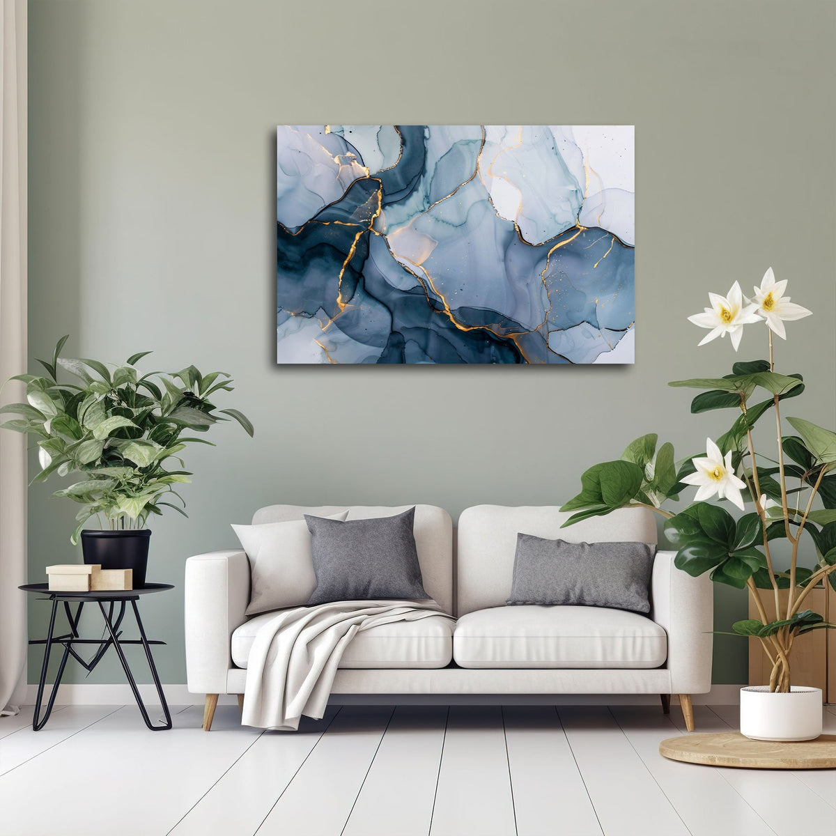 Struttura marmorea astratta in blu e oro decorativo quadro