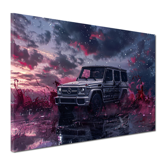 SUV di lusso mercedes potenza strada bagnata cielo quadro