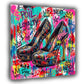 Tacchi alti con monogramma Spoil Me Pop Art Graffiti rosa quadro
