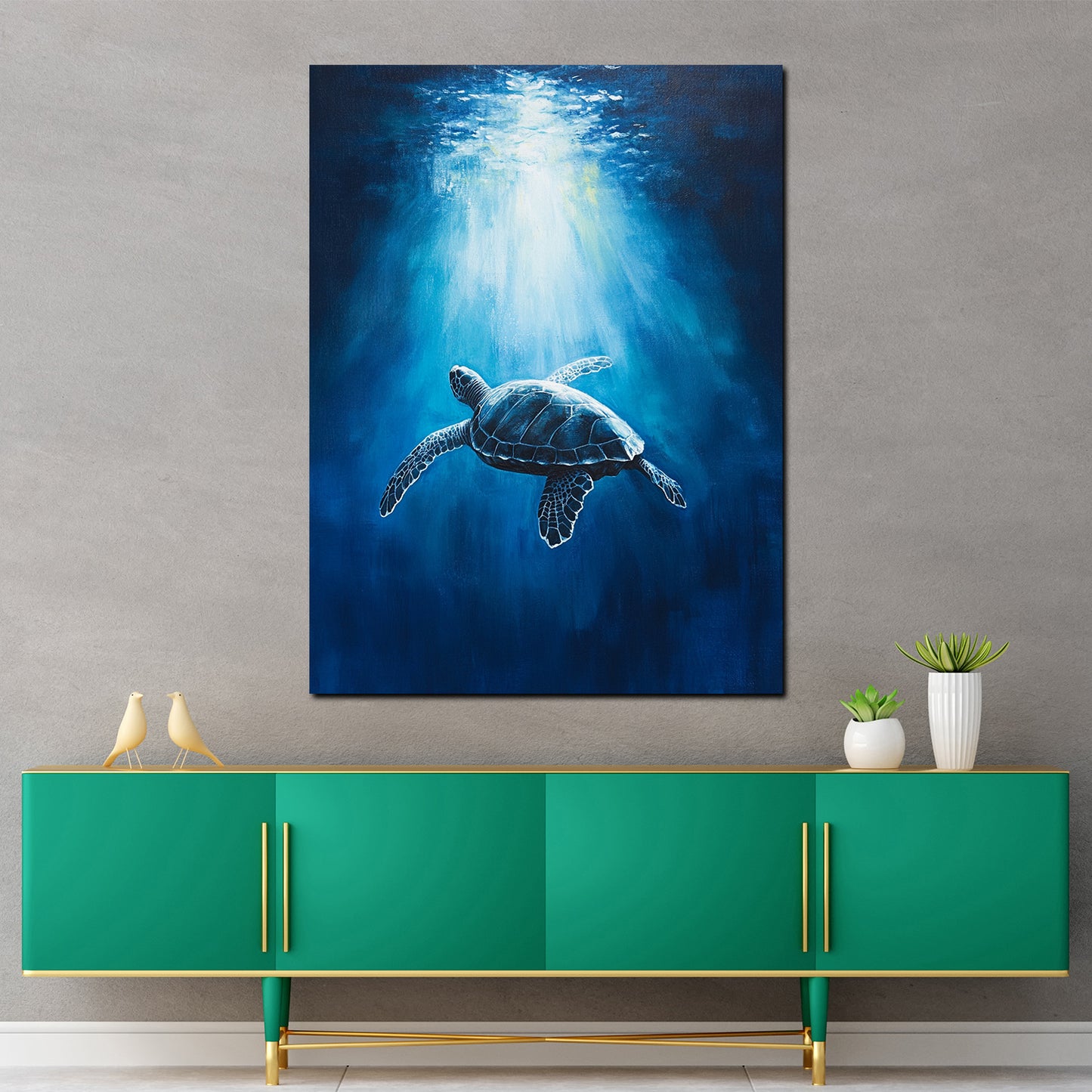 Tartaruga marina luce oceano blu quadro